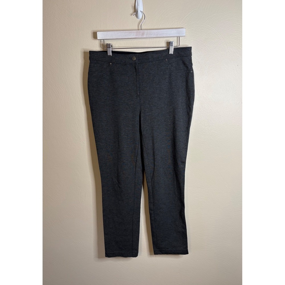 Chico's So Slimming Pants Womens 1 M Short Gray Straight Leg Trousers Workwear - Picture 2 of 12